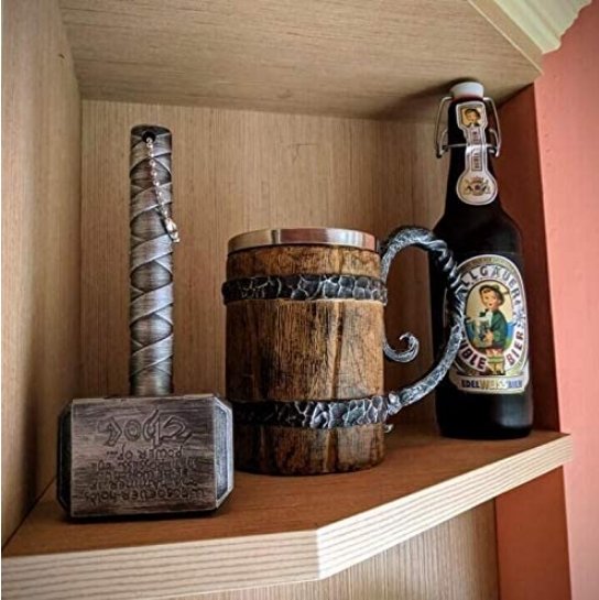 Nordic Viking Tankard, Double-Walled Stainless Steel, 650ml
