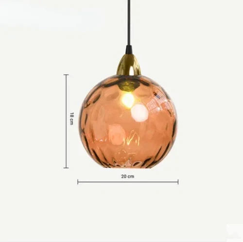 Glass Globe Pendant Light with Coloured Shade, E27