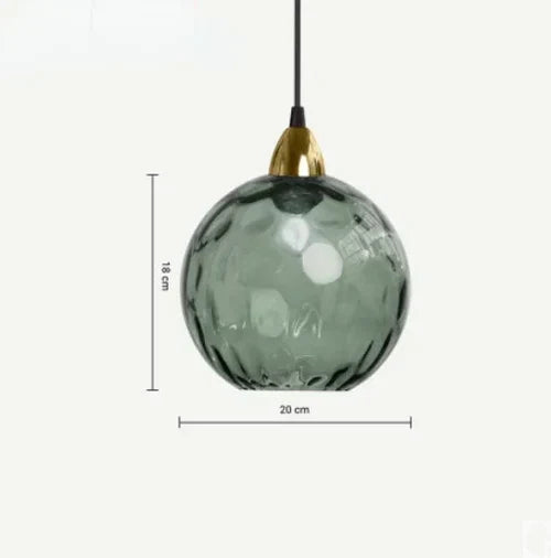 Glass Globe Pendant Light with Coloured Shade, E27