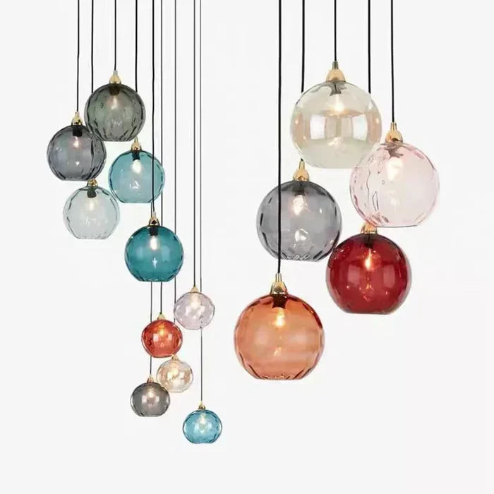 Glass Globe Pendant Light with Coloured Shade, E27