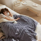 Double-Layer Winter Blanket, Fleece and Lambswool Look, 5 Sizes