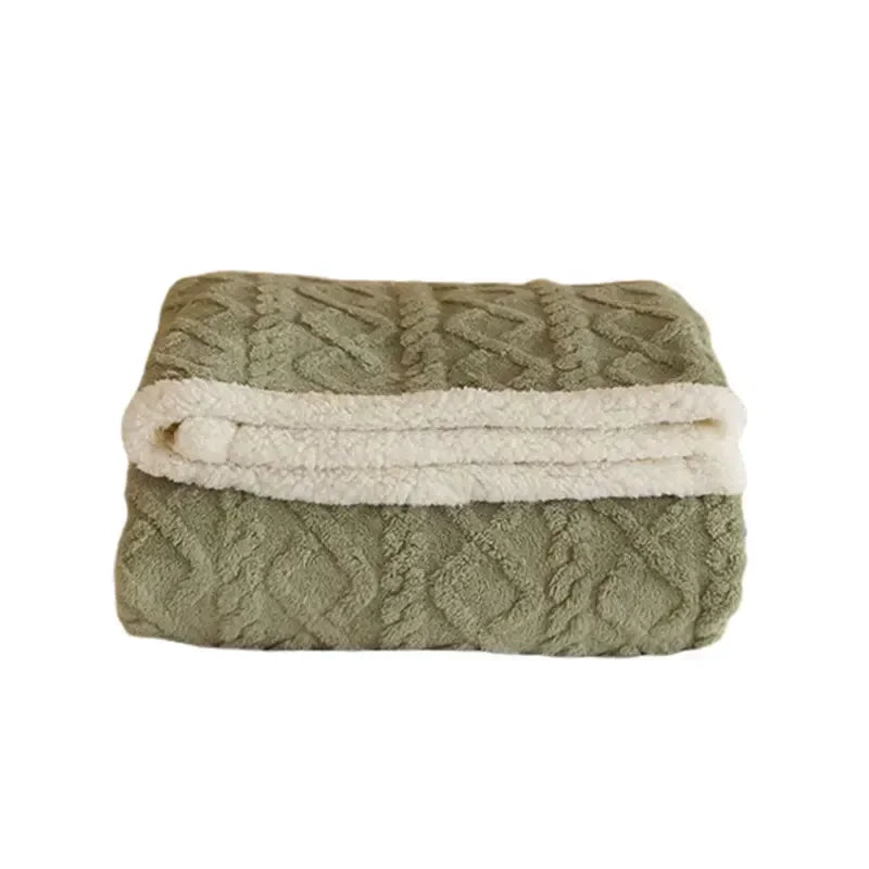 Double-Layer Winter Blanket, Fleece and Lambswool Look, 5 Sizes