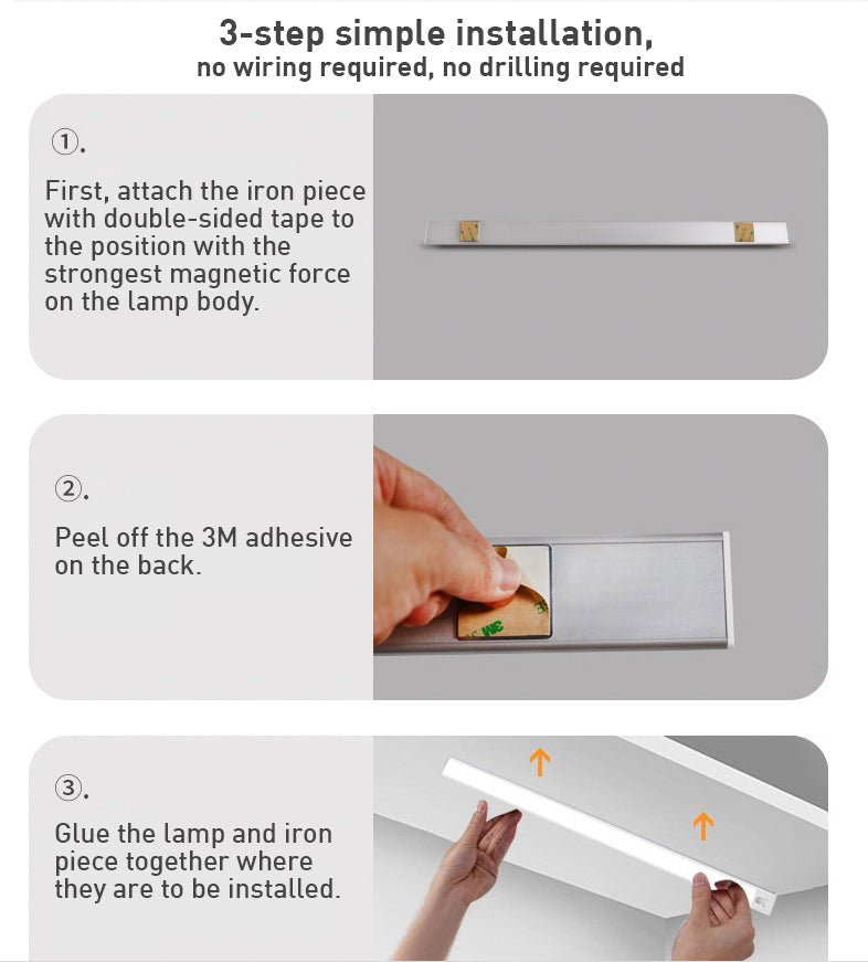 Rechargeable LED Cabinet Light with Motion Sensor, Cordless