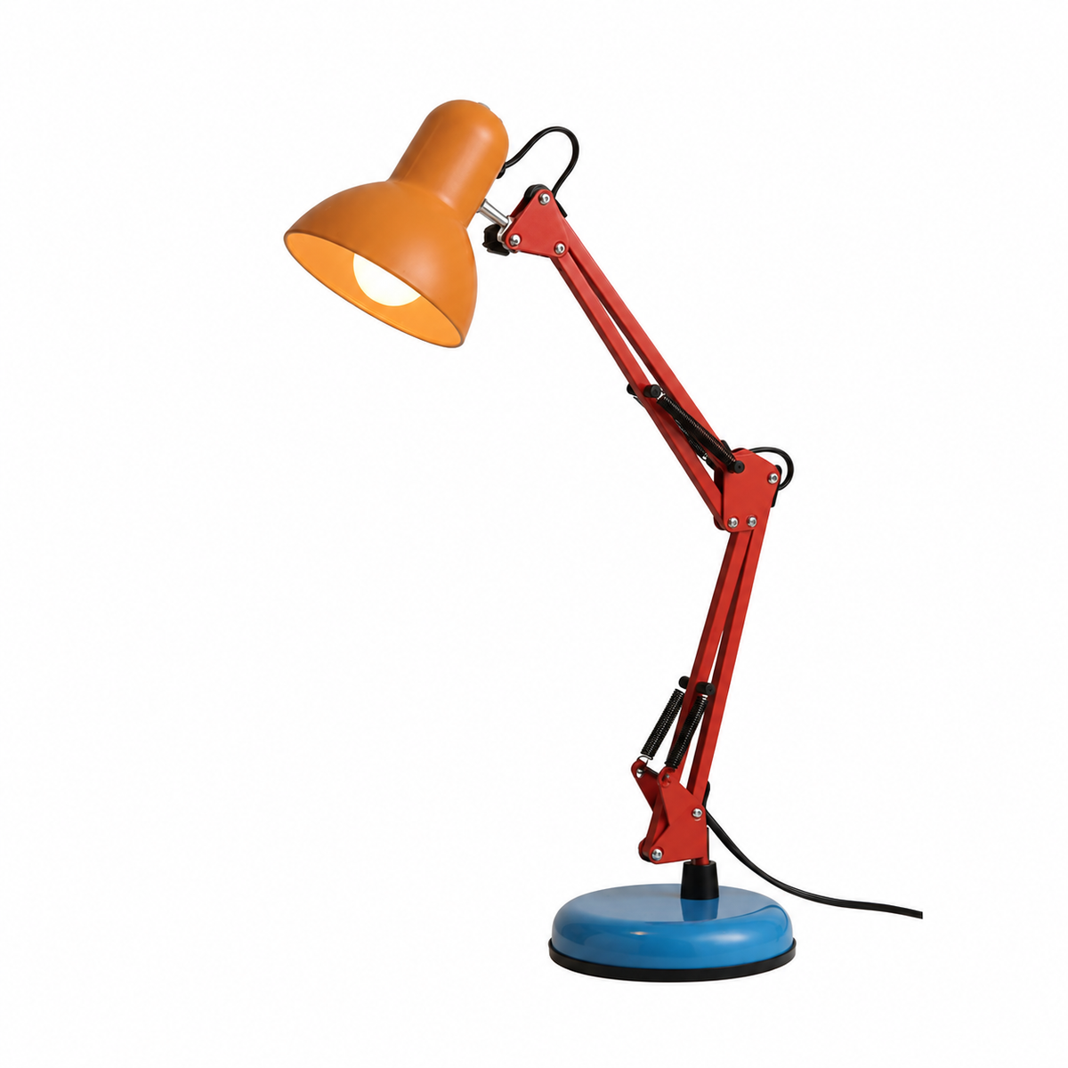 Retro Adjustable Arm Desk Lamp with Round Iron Base