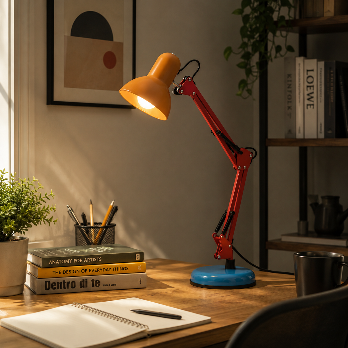 Retro Adjustable Arm Desk Lamp with Round Iron Base