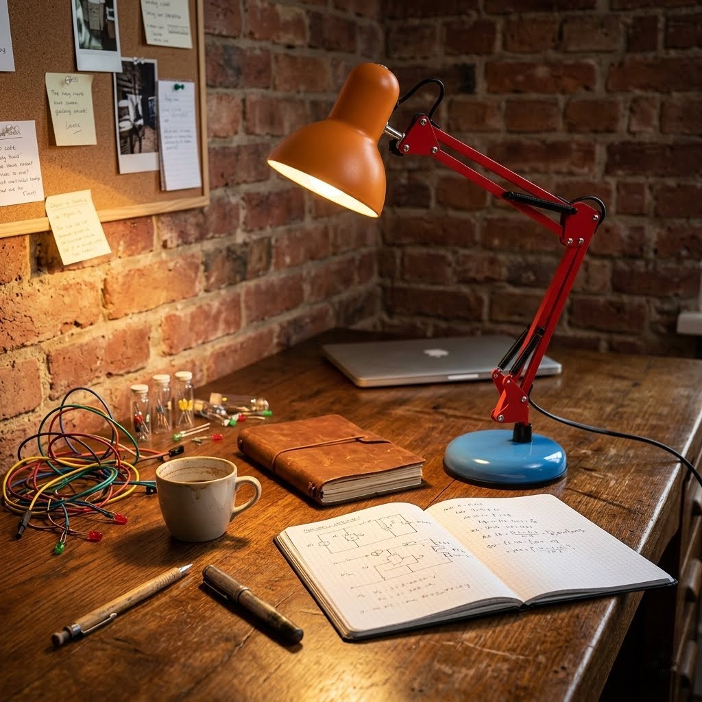 Retro Adjustable Arm Desk Lamp with Round Iron Base