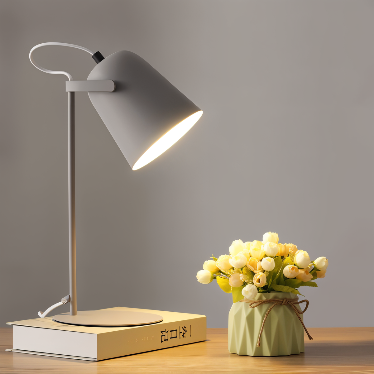 Scandi Desk Lamp with Tilting Shade and Inline Switch