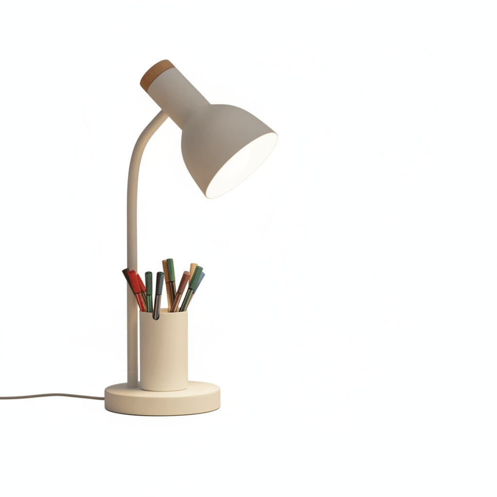 Scandi Desk Lamp with Pen Holder and Flexible Neck
