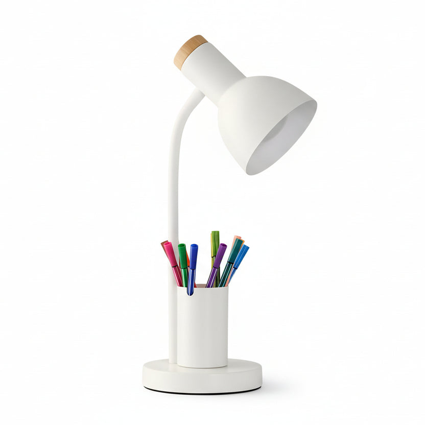 Scandi Desk Lamp with Pen Holder and Flexible Neck