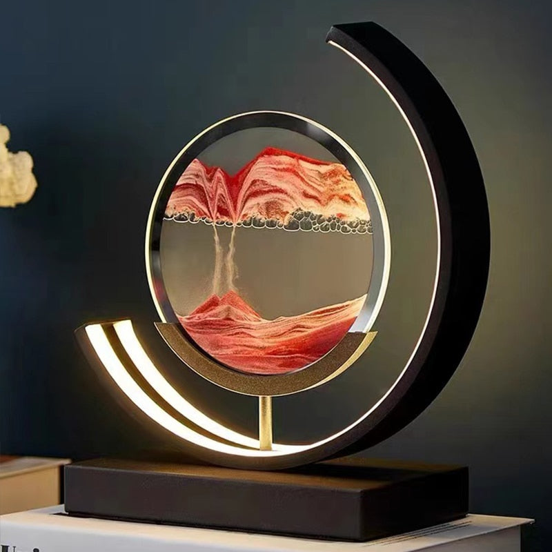 Moving Sand Art Table Lamp with Dimmable LED Light