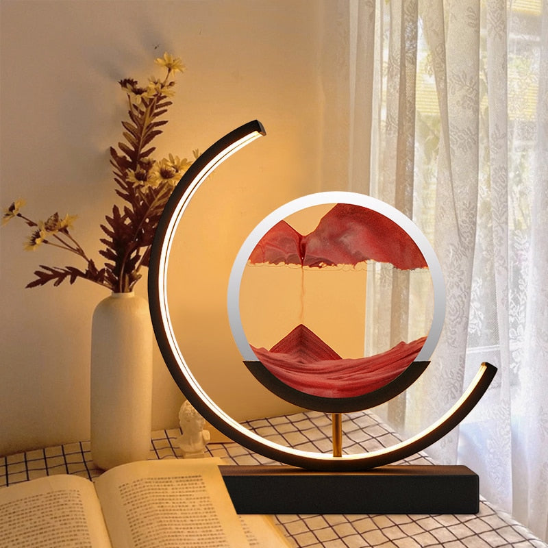 Moving Sand Art Table Lamp with Dimmable LED Light