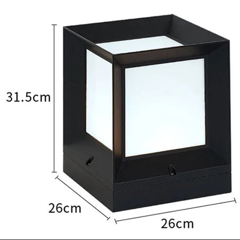 Modern Square Garden Post Light, E27, Four Sizes