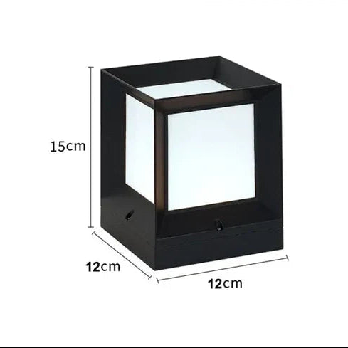 Modern Square Garden Post Light, E27, Four Sizes