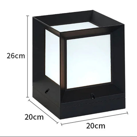 Modern Square Garden Post Light, E27, Four Sizes