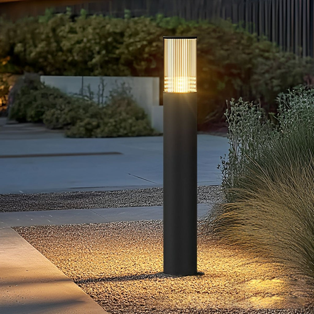 Modern Ribbed Bollard Light, IP65, 40 to 80 cm