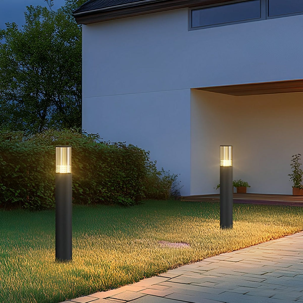 Modern Ribbed Bollard Light, IP65, 40 to 80 cm