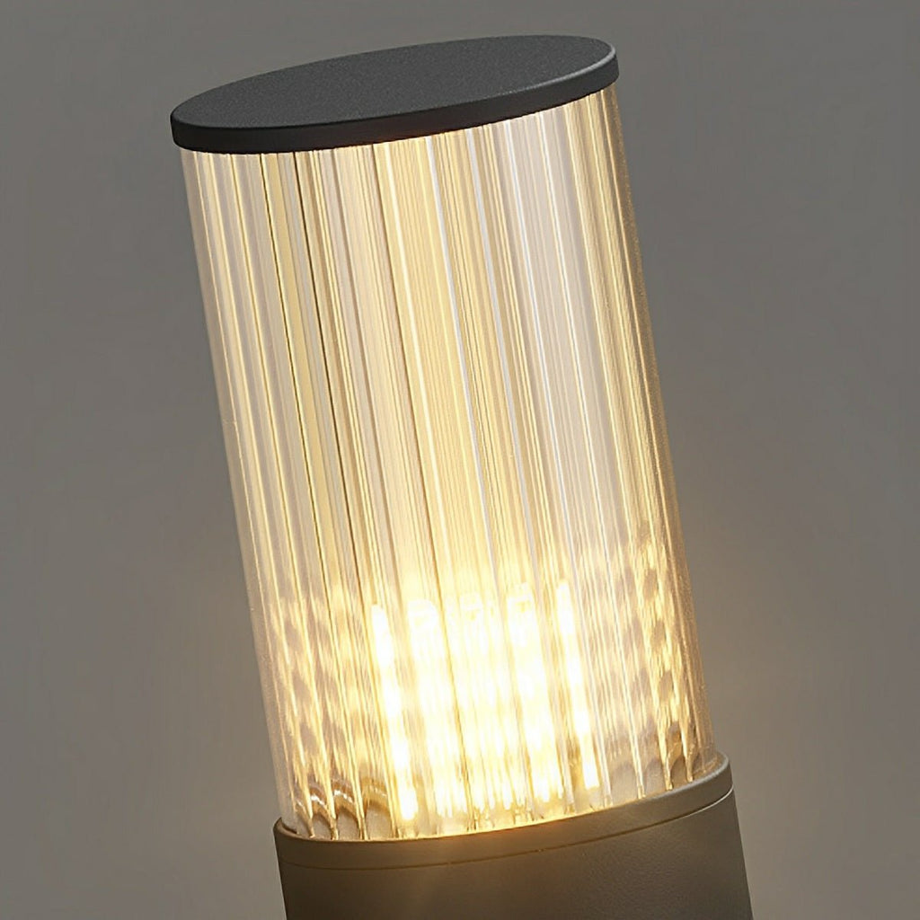 Modern Ribbed Bollard Light, IP65, 40 to 80 cm