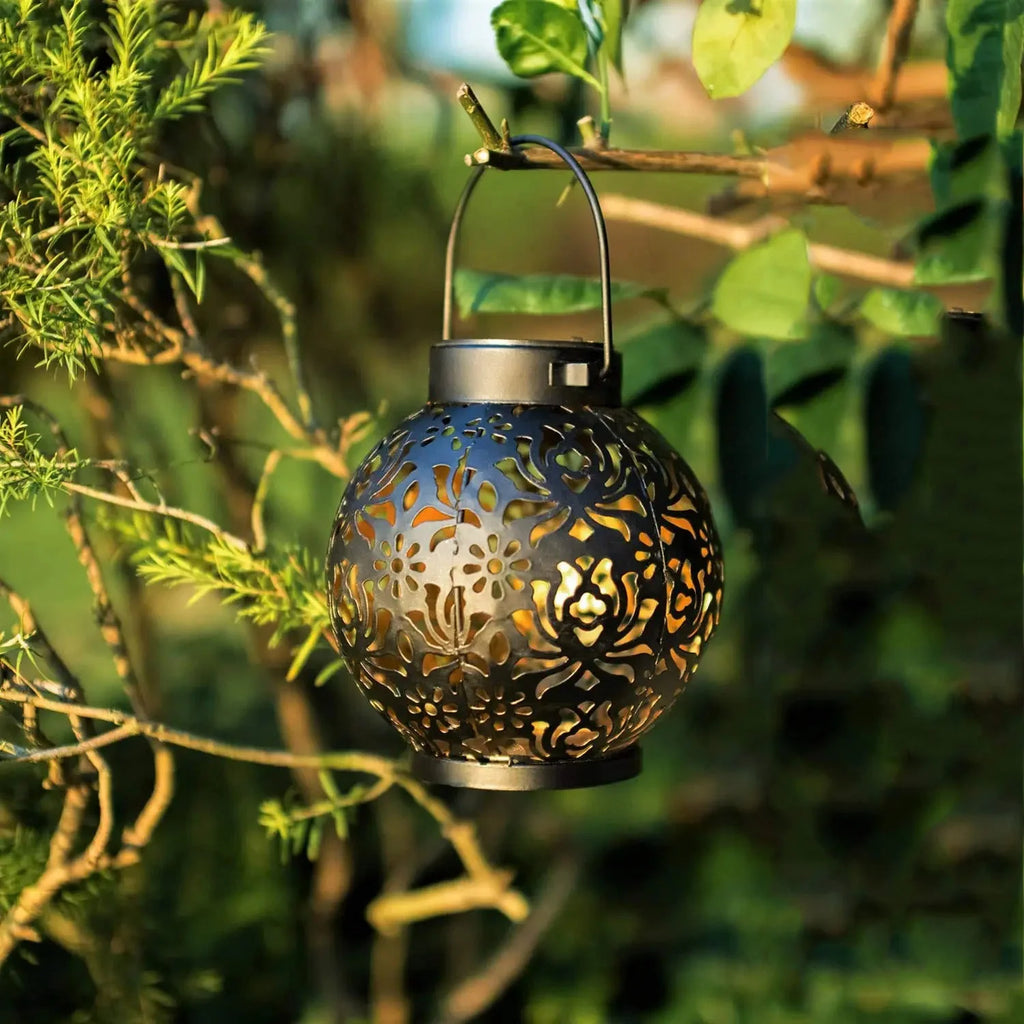Boho Solar Garden Lantern with Cut-Out Pattern, IP44