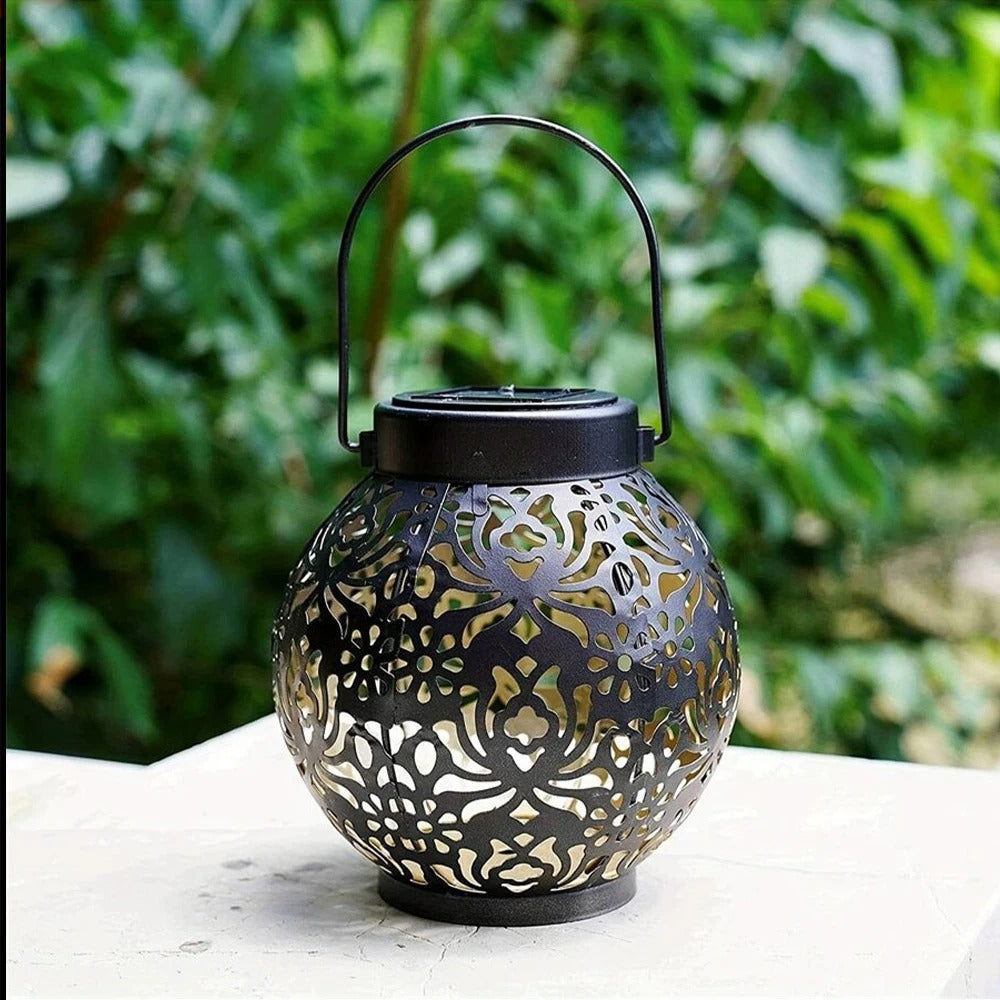 Boho Solar Garden Lantern with Cut-Out Pattern, IP44