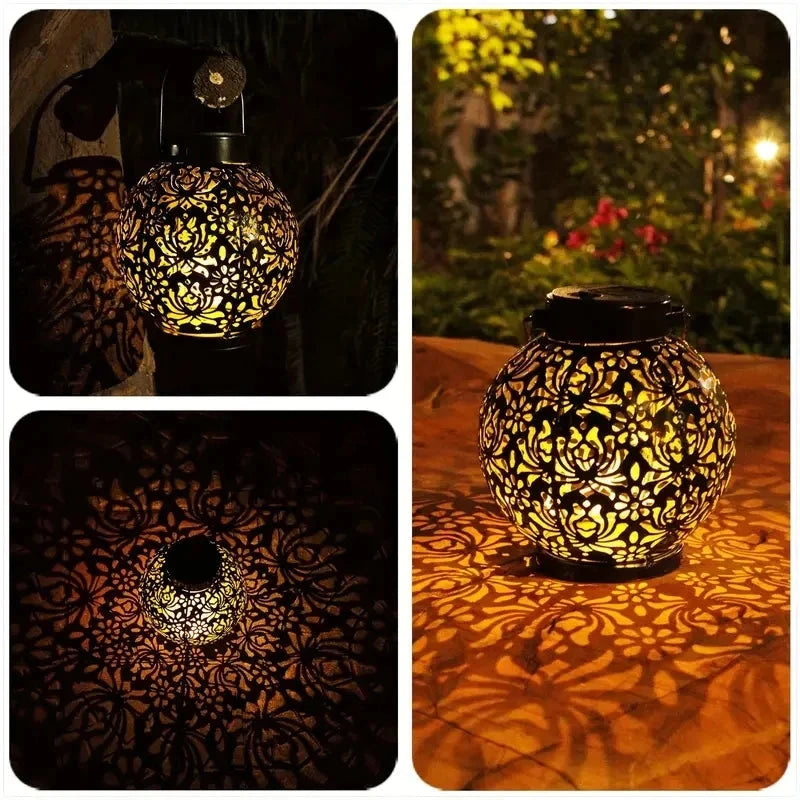 Boho Solar Garden Lantern with Cut-Out Pattern, IP44