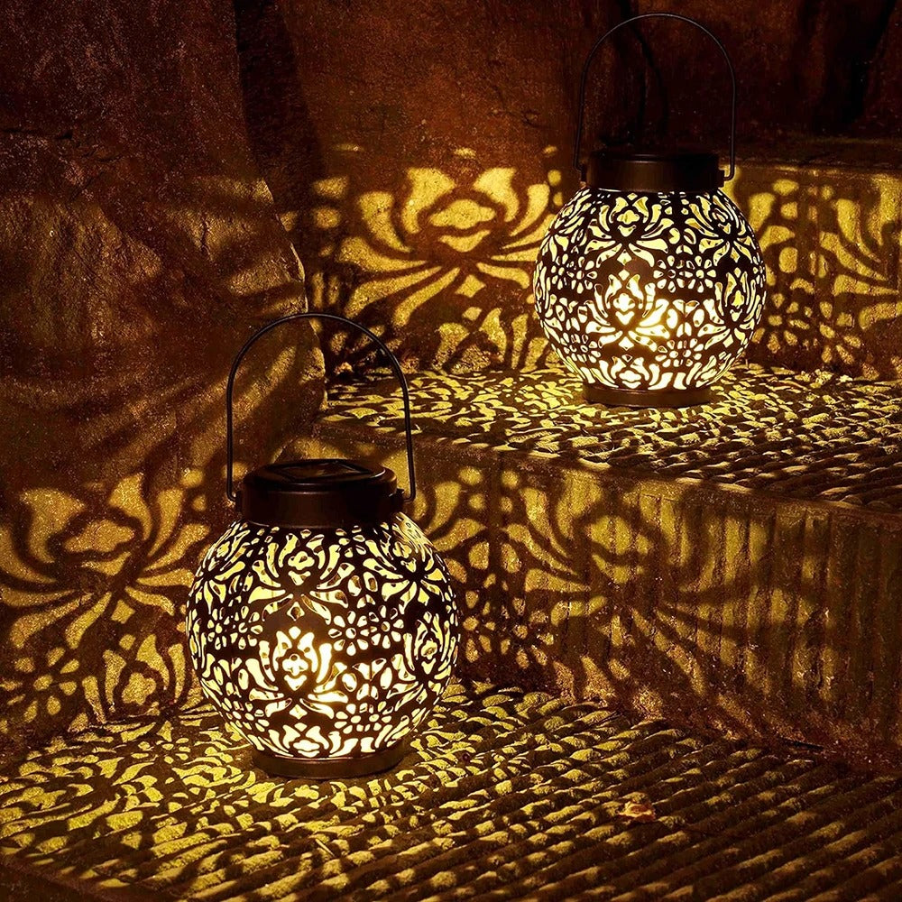 Boho Solar Garden Lantern with Cut-Out Pattern, IP44