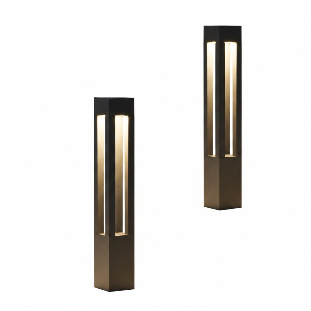 Modern Garden Bollard Light, 4-Beam LED, IP54, 30 to 80 cm
