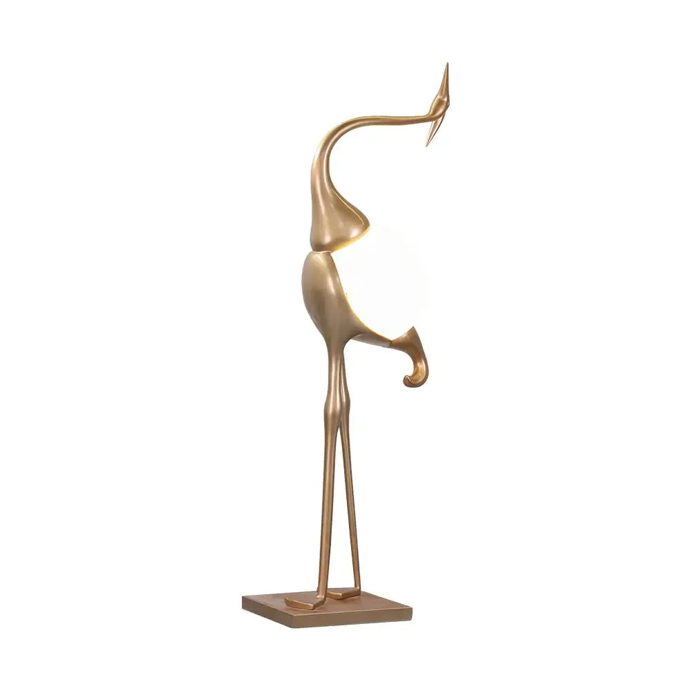 Art Deco Crane Floor Lamp with Frosted Glass Globe