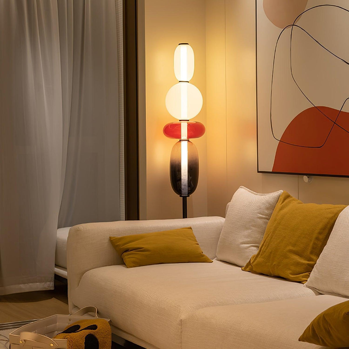Art Deco Pebble Glass LED Floor Lamp, 130 or 160 cm