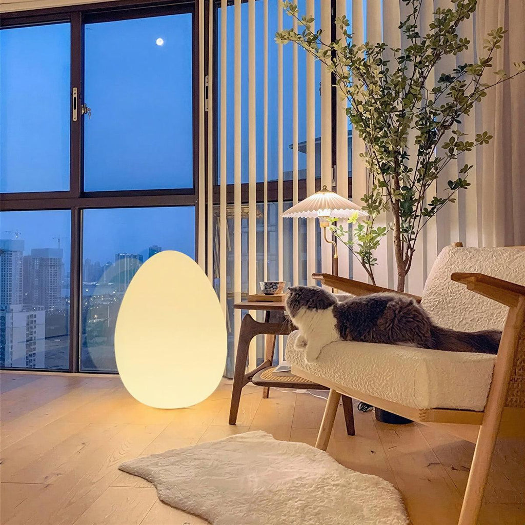 Egg-Shaped Floor Lamp with Dimmable Integrated LED
