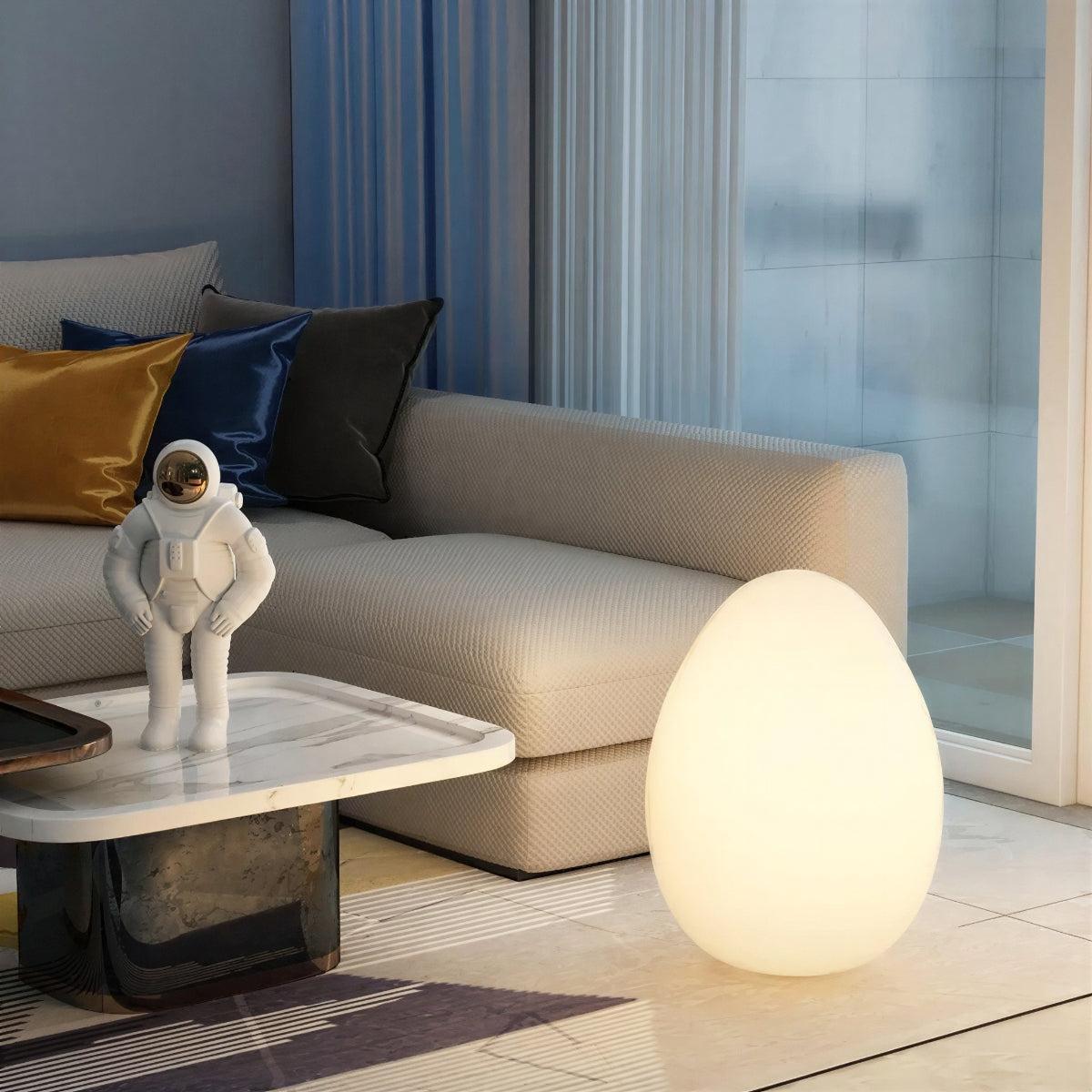 Egg-Shaped Floor Lamp with Dimmable Integrated LED