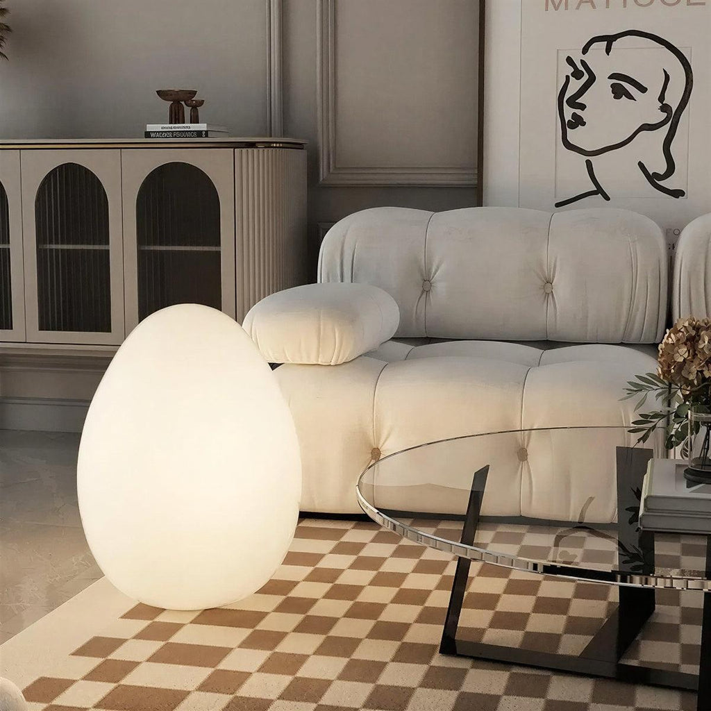Egg-Shaped Floor Lamp with Dimmable Integrated LED