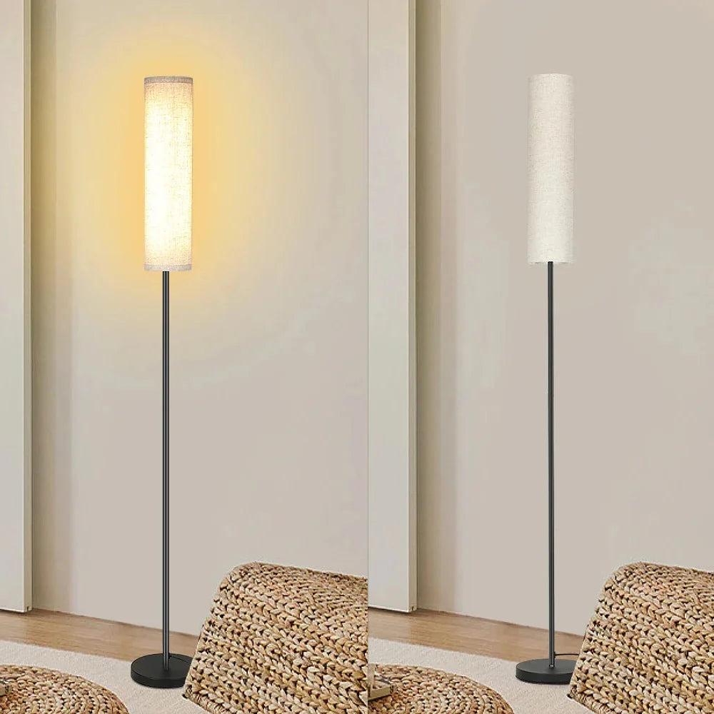 Scandi Floor Lamp with Drum Shade, Remote and Dimmer