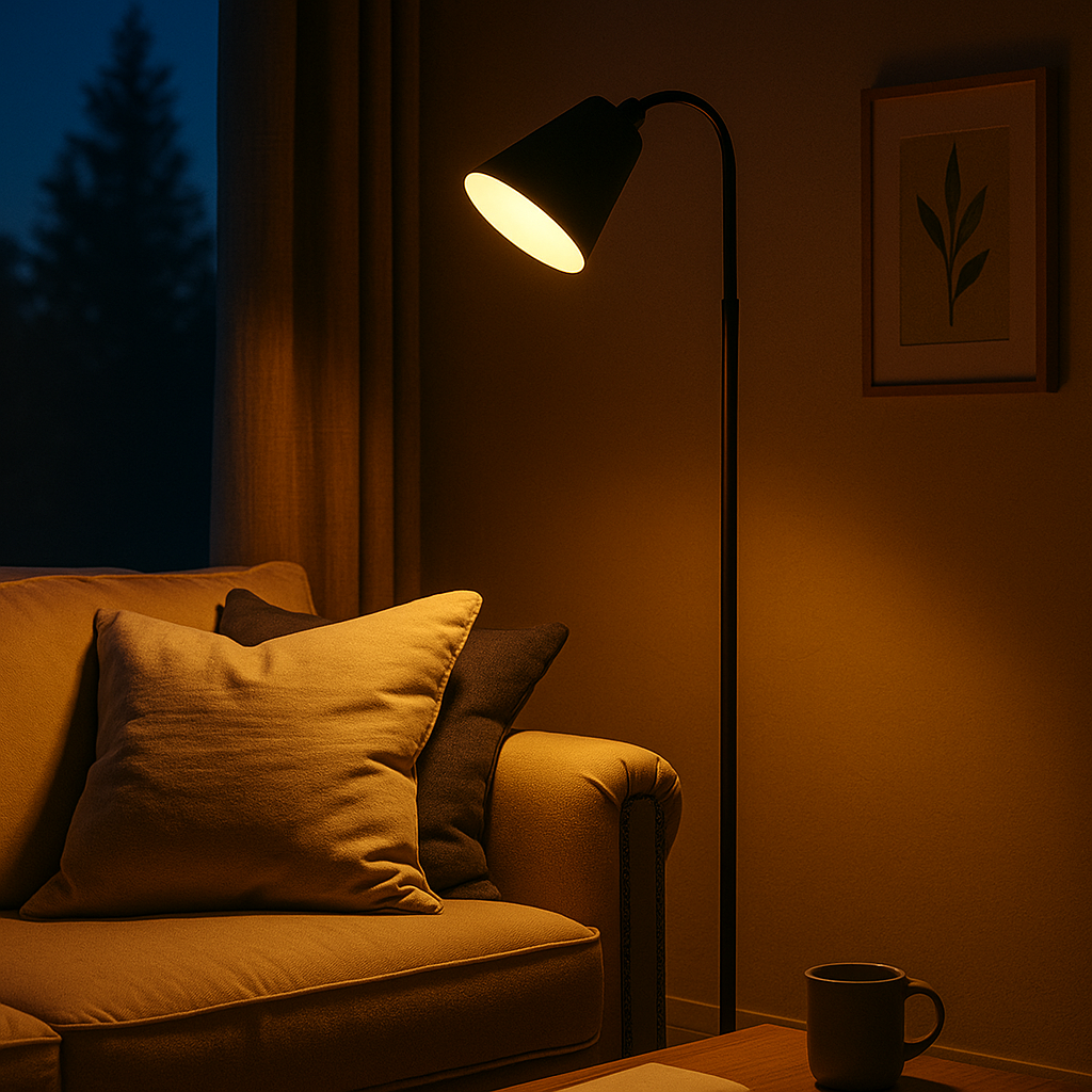 Scandi Floor Lamp with Flexible Gooseneck and Round Base