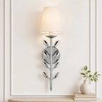 Boho Leaf Wall Light with Cream Fabric Shade, Four Finishes