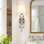 Boho Leaf Wall Light with Cream Fabric Shade, Four Finishes