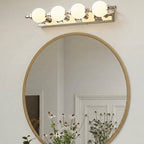 Bathroom Mirror Wall Light with Frosted Glass Globes