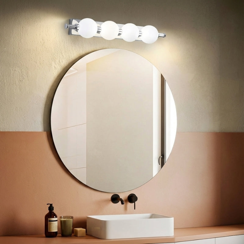 Bathroom Mirror Wall Light with Frosted Glass Globes