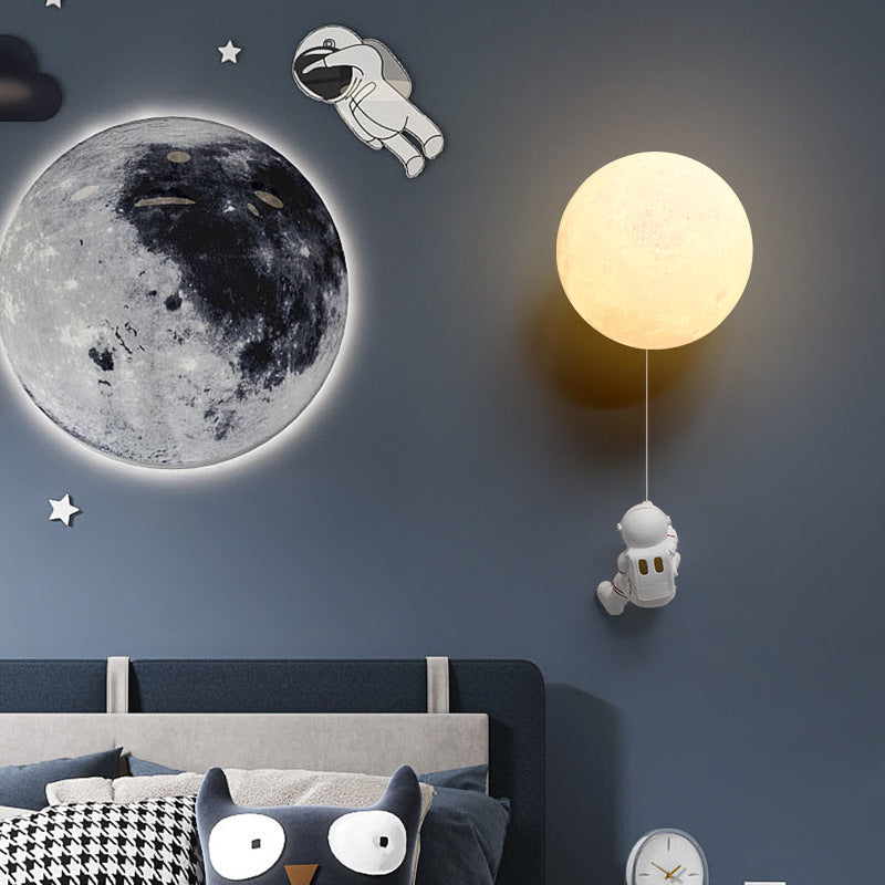 Moon and Astronaut Wall Light for Kids Rooms, G9