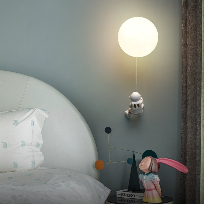 Moon and Astronaut Wall Light for Kids Rooms, G9