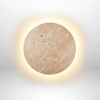 Travertine Wall Light with Halo Glow, 25 or 30 cm