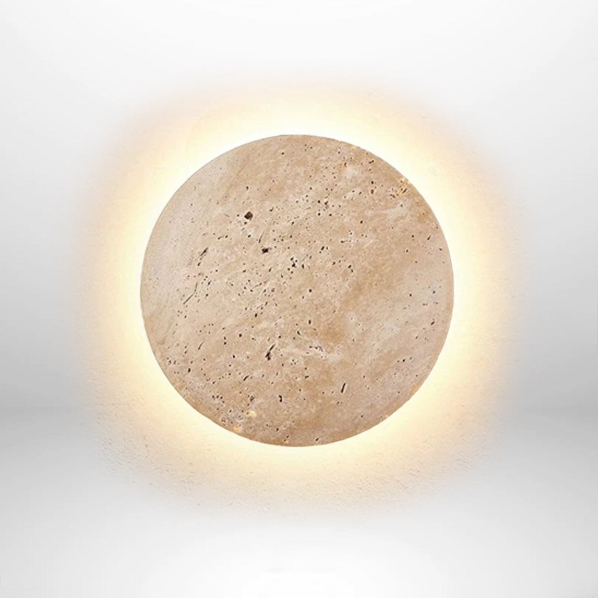 Travertine Wall Light with Halo Glow, 25 or 30 cm