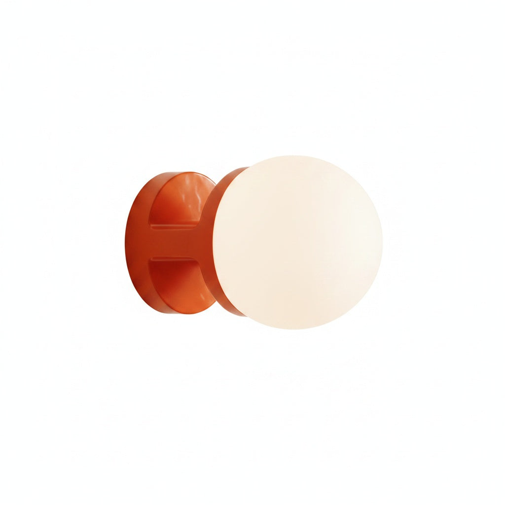 Modern Glass Globe Wall Light with Ceramic Base in 5 Colours