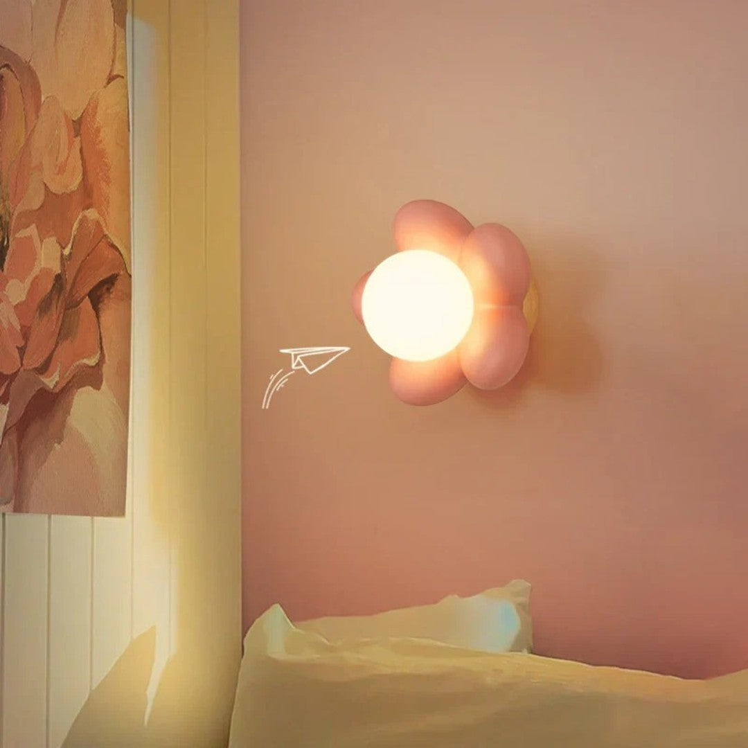 Flower Shaped LED Wall Light with Wooden Mount