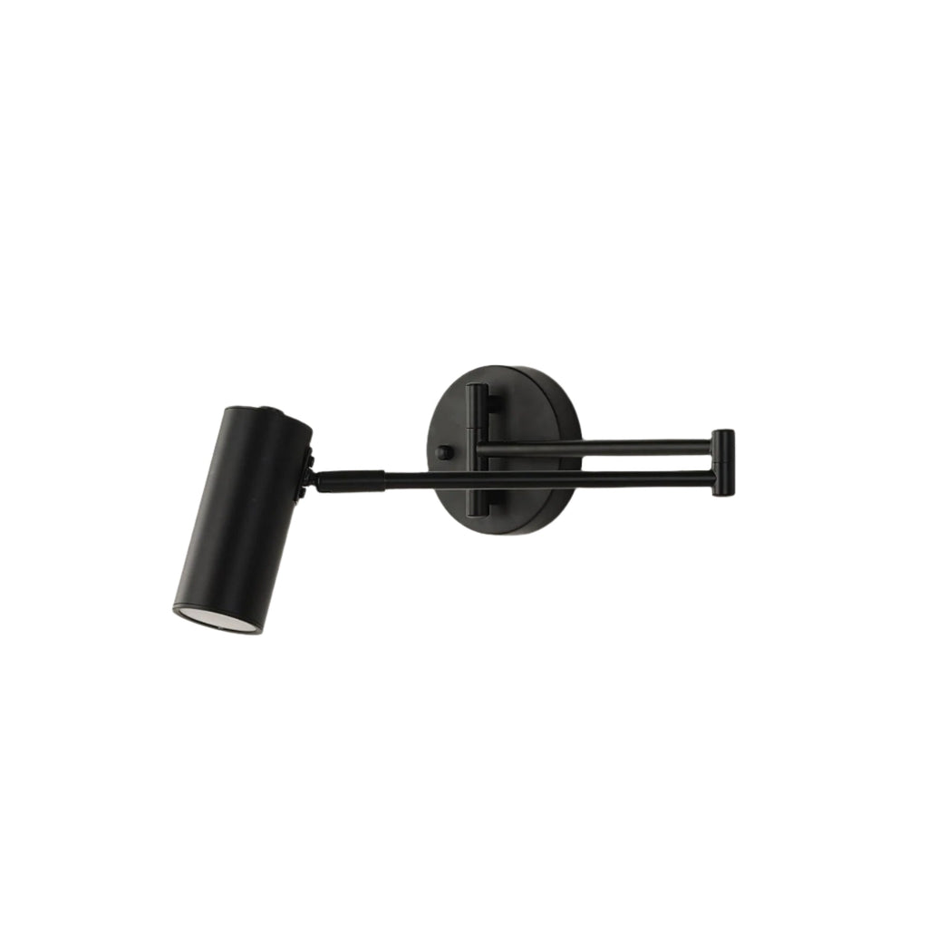 Adjustable Arm Wall Light with Swivel Head in Black or Gold