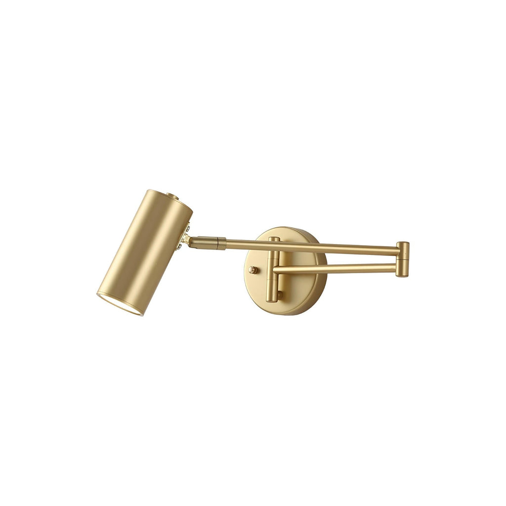 Adjustable Arm Wall Light with Swivel Head in Black or Gold