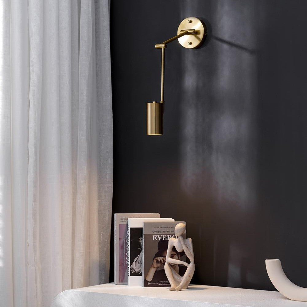 Adjustable Arm Wall Light with Swivel Head in Black or Gold