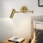 Adjustable Arm Wall Light with Swivel Head in Black or Gold