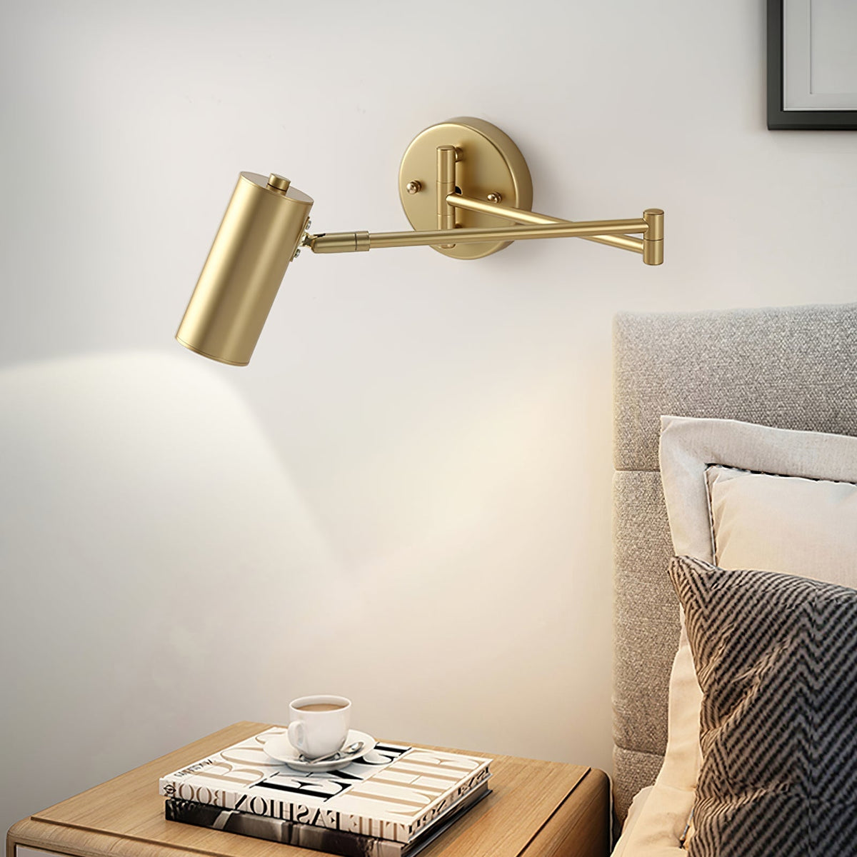 Adjustable Arm Wall Light with Swivel Head in Black or Gold