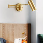 Adjustable Arm Wall Light with Swivel Head in Black or Gold
