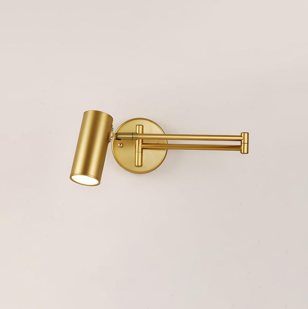 Adjustable Arm Wall Light with Swivel Head in Black or Gold